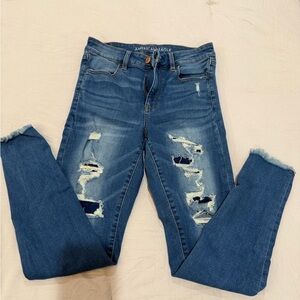 American Eagle Outfitters Women's Ripped Blue Skinny Jeans